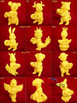 Electroformed Gold Cartoon 12 Chinese Zodiac Animals Set