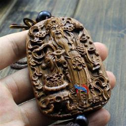 God of Wealth Rosewood Carving Mystic Knot