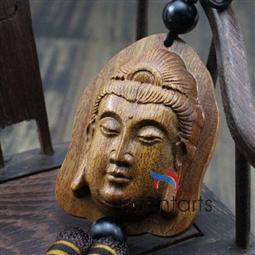 Kwan Yin Head Rosewood Sculpture Mystic Knot