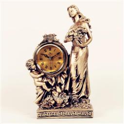 Lady and Girl Statue Resin Tabletop Clock