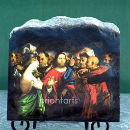Oil Painting Christ and the Woman Taken in Adultery by Lorenzo Lotto Replica on Slate