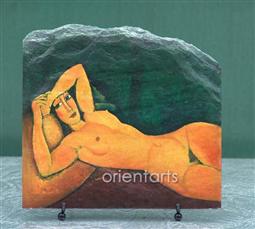 Reclining nude with Left Arm Resting on Forehead by Amedeo Modigliani Oil Painting Reproduction on Slate