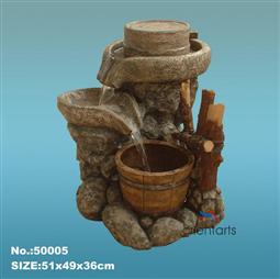 Stone Mill with Cask Water Fountain