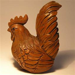Wood Netsuke Cock
