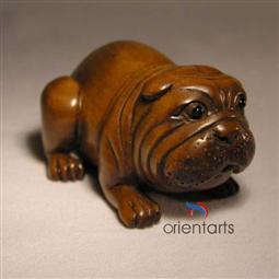 Wood Netsuke Dog