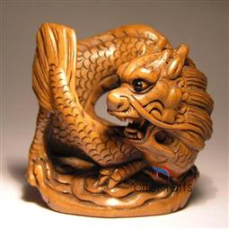 Wood Netsuke Dragon