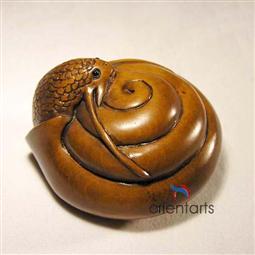 Wood Netsuke Snail and Whelk