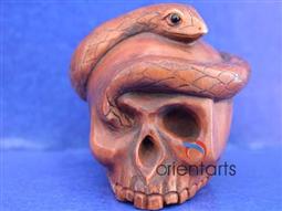 Wood Netsuke Snake in Skeleton