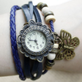 Adjustable Beaded Butterfly Bracelet Leather Watch