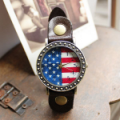 American Flag Bracelet leather Rivet Stud Watch
