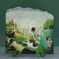 Bathers At Asnieres by Georges Pietrre Seurat Oil Painting Reproduction on Marble Slab