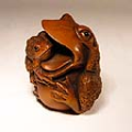 Boxwood Netsuke 2 Frogs