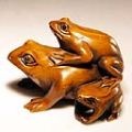 Boxwood Netsuke 3 Frogs
