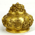 Brass Wealth Pot with Five Wealth Gods