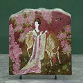 Chinese Lady and Horse Painting Reproduction on Marble Slab