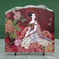Chinese Lady in Flower Painting Reproduction on Marble Slab
