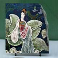 Chinese Lady in Flower Painting Reproduction on Marble Slab