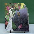 Chinese Lady in Flowers Painting Reproduction on Marble Slab