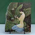 Chinese Nude Lady in Flower Painting Reproduction on Marble Slab
