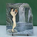 Chinese Nude Lady in River Painting Reproduction on Marble Slab