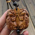 Double Pi Yao Rosewood Carving Mystic Knot for Feng Shui