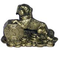 Fortune Dog on Bagua and Ching Coins for Wealth