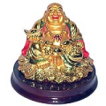Golden Laughing Buddha with Ingot for Wealth Feng Shui