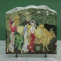 Ladies in Countryside Chinese Painting Reproduction on Marble Slab