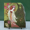 Lady and Butterfly Chinese Painting Reproduction on Marble Slab