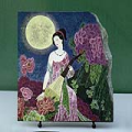 Lady in Moonlight Chinese Painting Reproduction on Marble Slab