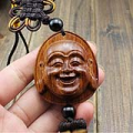 Laughing Buddha Head Wood Feng Shui Mystic Knot
