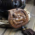 Laughing Buddha Rosewood Sculpture Mystic Knot