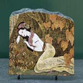 Lying Lady under Trees Chinese Painting Reproduction on Marble Slab