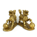 Pair of Brass Pi Yao for Good Luck Feng Shui