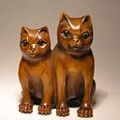 Wood Netsuke 2 Cats
