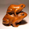 Wood Netsuke 2 Frogs