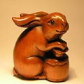 Wood Netsuke Rabbit