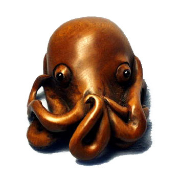 Wooden Netsuke--Octopus
