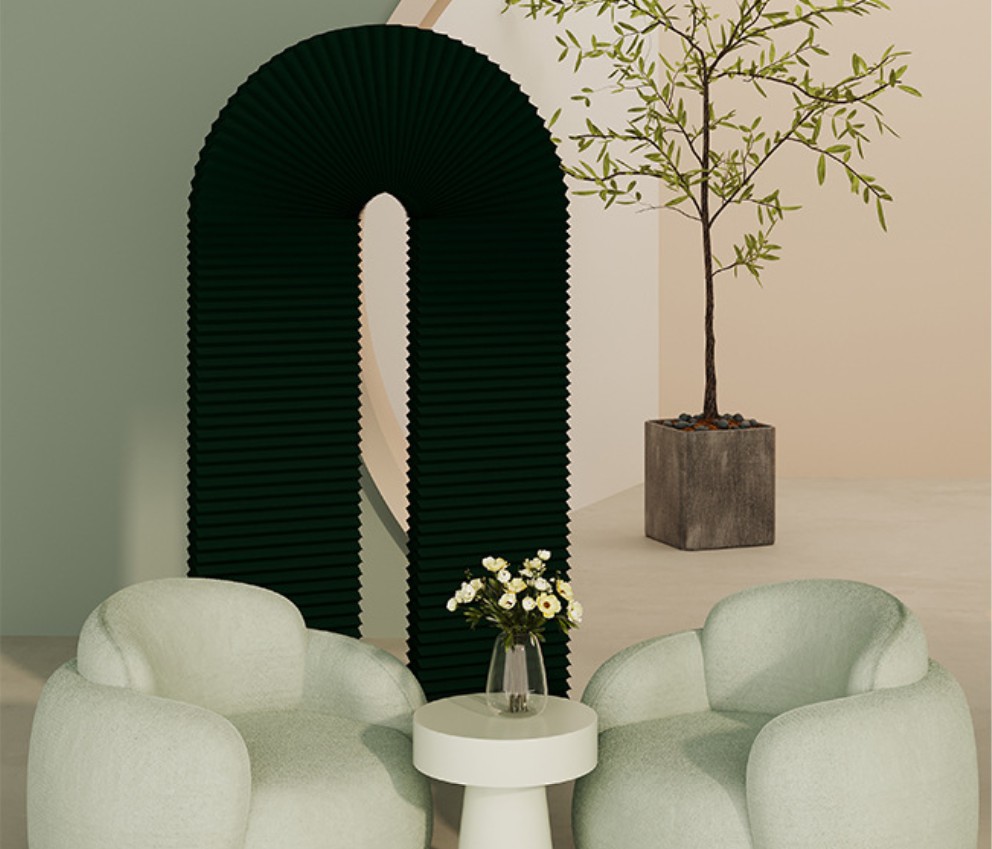 Craft Paper Made Folding Arch Screen SC10